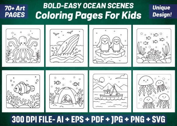 70+ Bold Easy Ocean Scene Coloring Pages