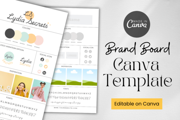 Brand Board Canva Template, Branding Kit