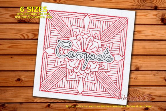 Compete Word Redwork Embroidery