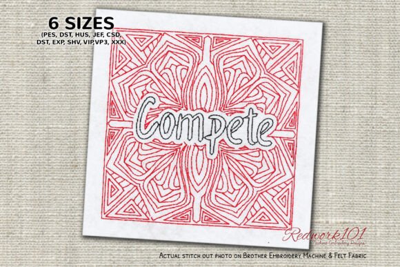 Compete Word Embroidery Design