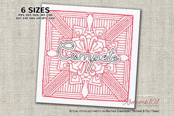 Compete Word Embroidery Design