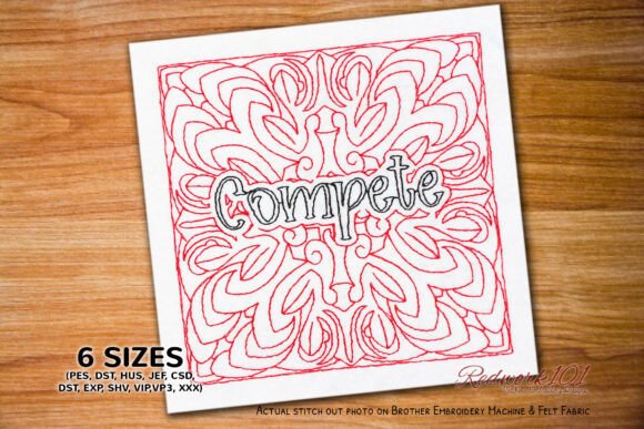 Compete Word Redwork Design
