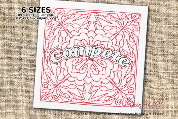 Compete Word Redwork Embroidery