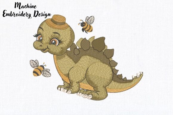 Cute Dinosaur with Bees