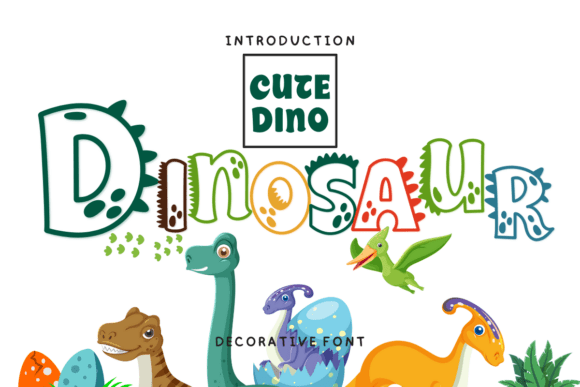 Preview specimen of Dinosaur decorative font