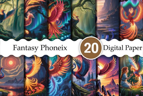 Fantasy Phoneix Junk Journal Pages