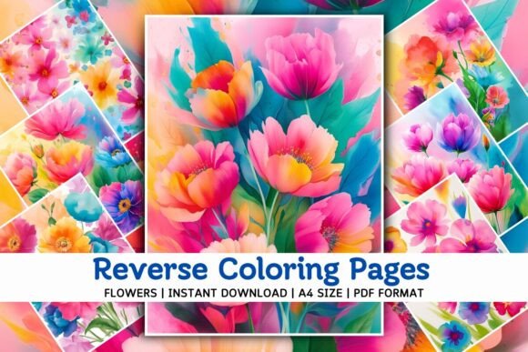 Floral Reverse Coloring Pages V01