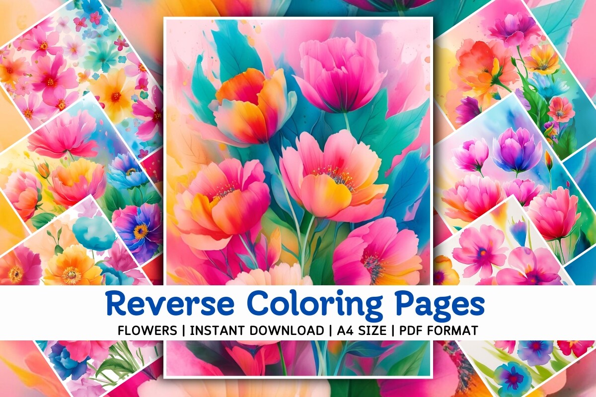 Floral Reverse Coloring Pages V01