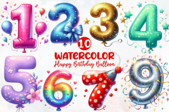 Happy Birthday Balloon Numbers Bundle
