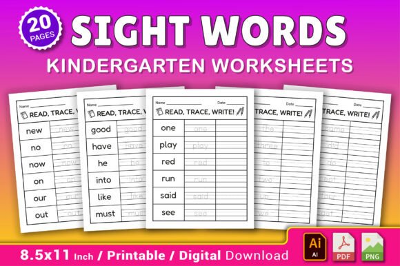 Kindergarten Sight Words Worksheets