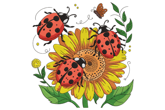 Ladybugs on Sunflower