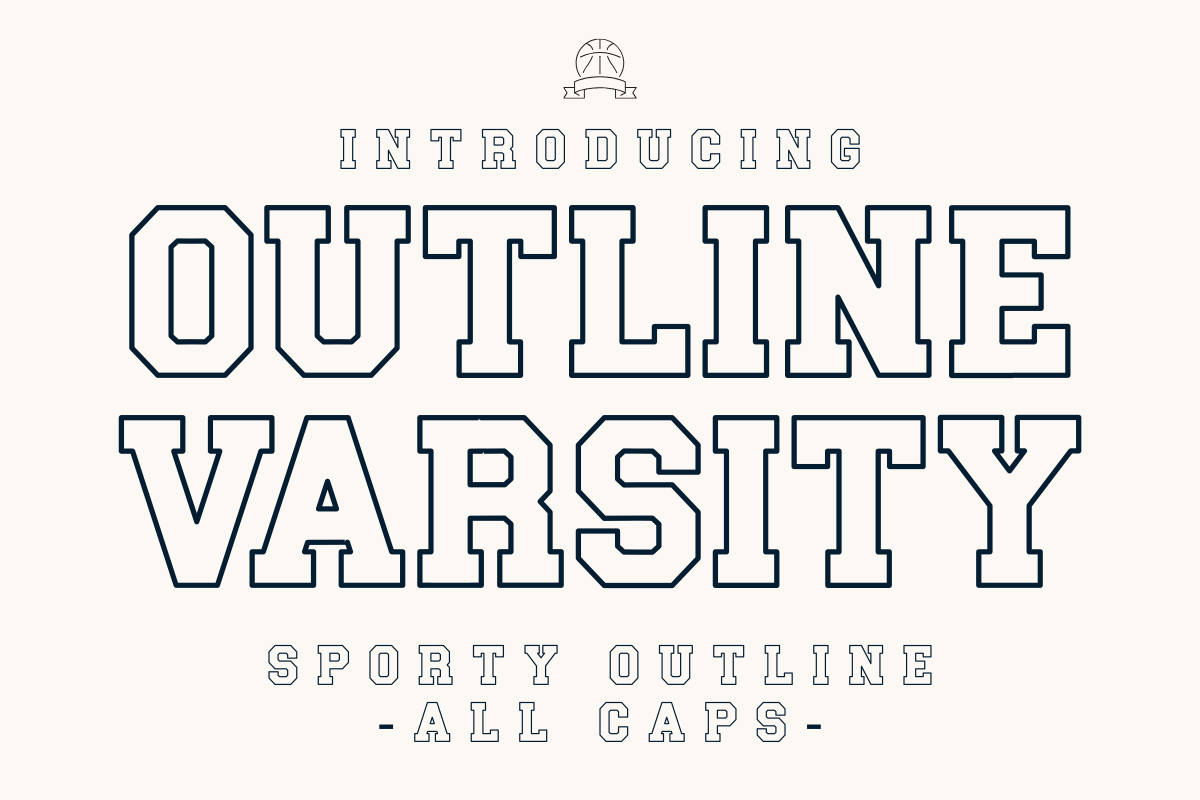 Outline Varsity preview - classic college hollow lettering