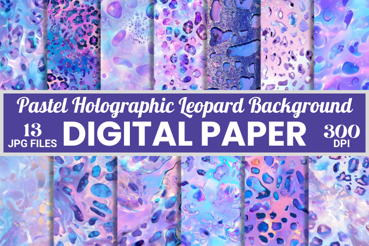 Pastel Holographic Leopard Digital Paper Graphic by Creative River ...