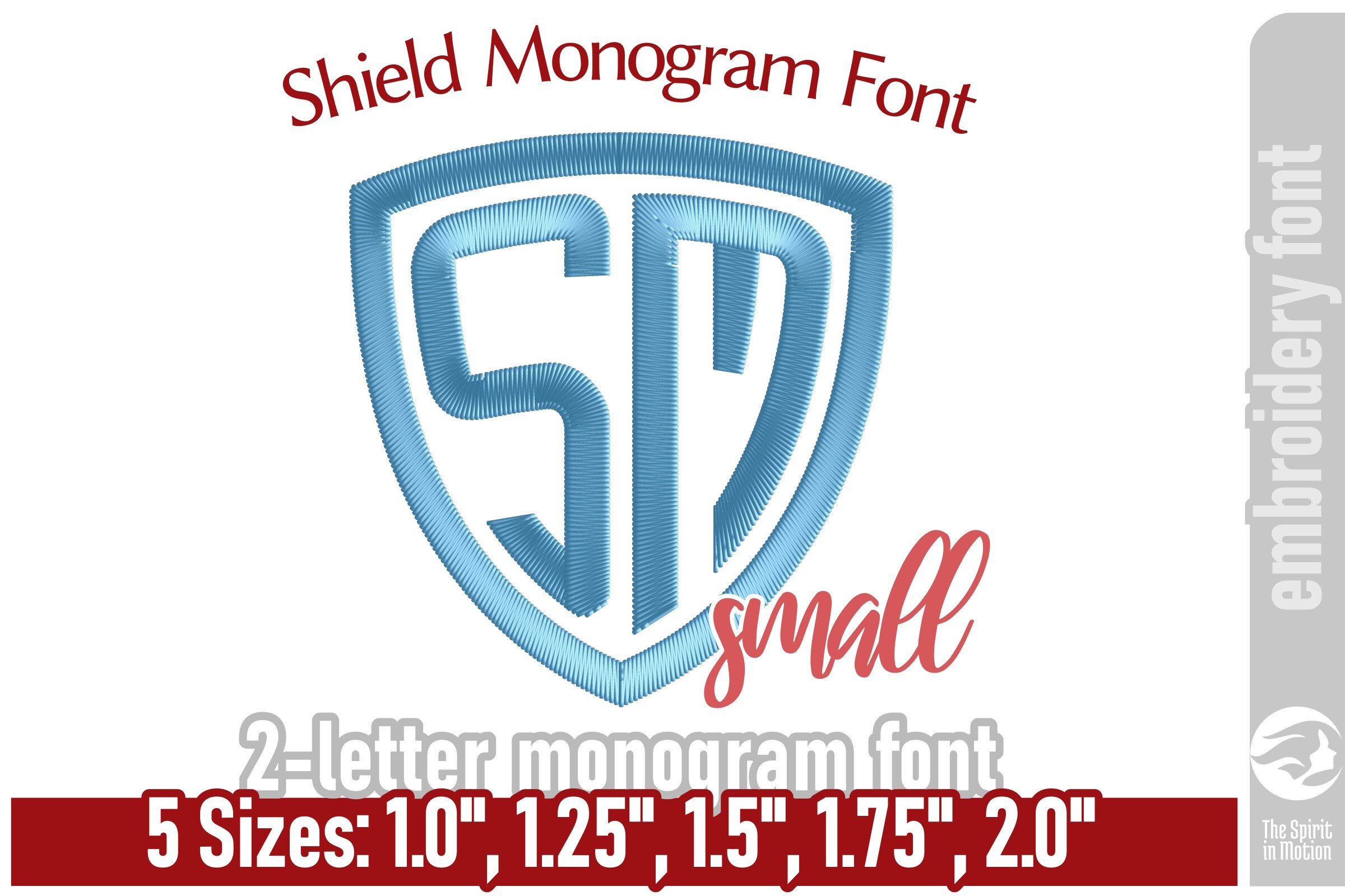 Shield Monogram Embroidery Font - Small
