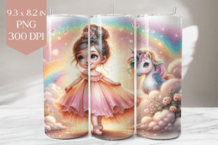 Unicorn & Girl Rainbow Tumbler Wrap PNG Graphic by Luv Bijou · Creative ...