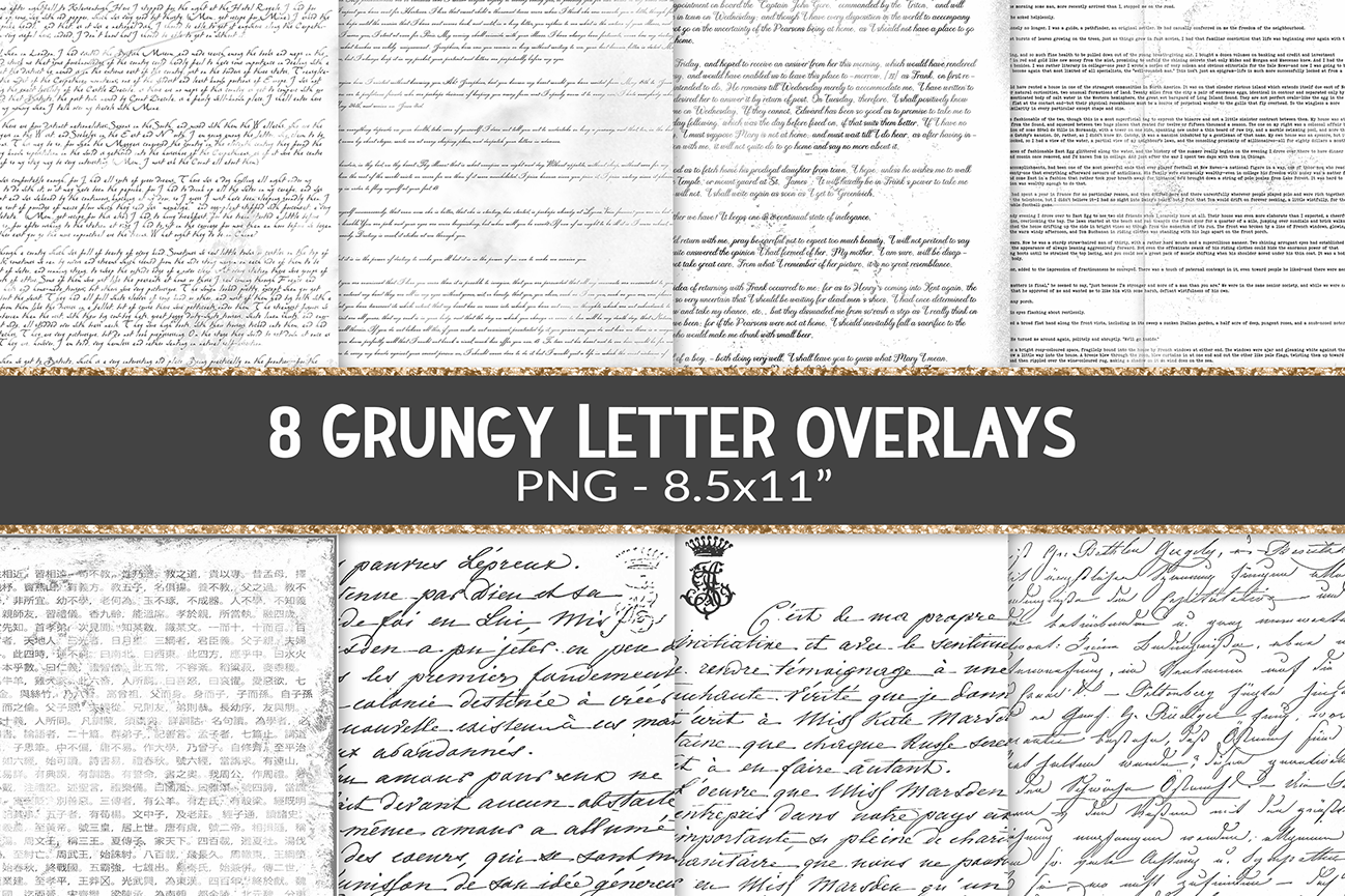 Vintage Text Script Sheet PNG Overlay