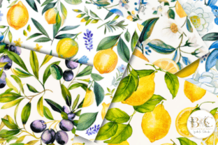 Watercolor Lemon Seamless Patterns Graphic by BellinnaCraft · Creative ...