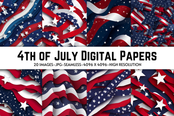 4th of July Digital Papers Graphic by Craft Heaven · Creative Fabrica