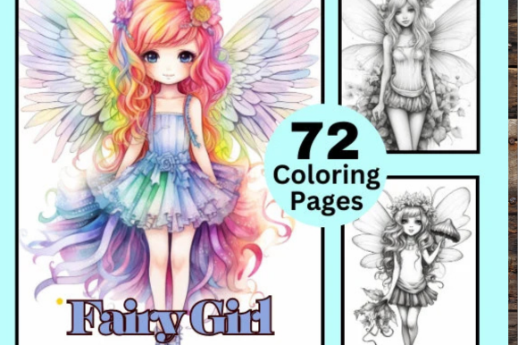 72 Fairy Girls Coloring Pages Graphic by LaxMuni · Creative Fabrica