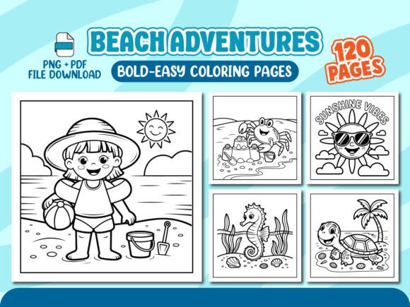 Beach Adventures Coloring Pages for Kids