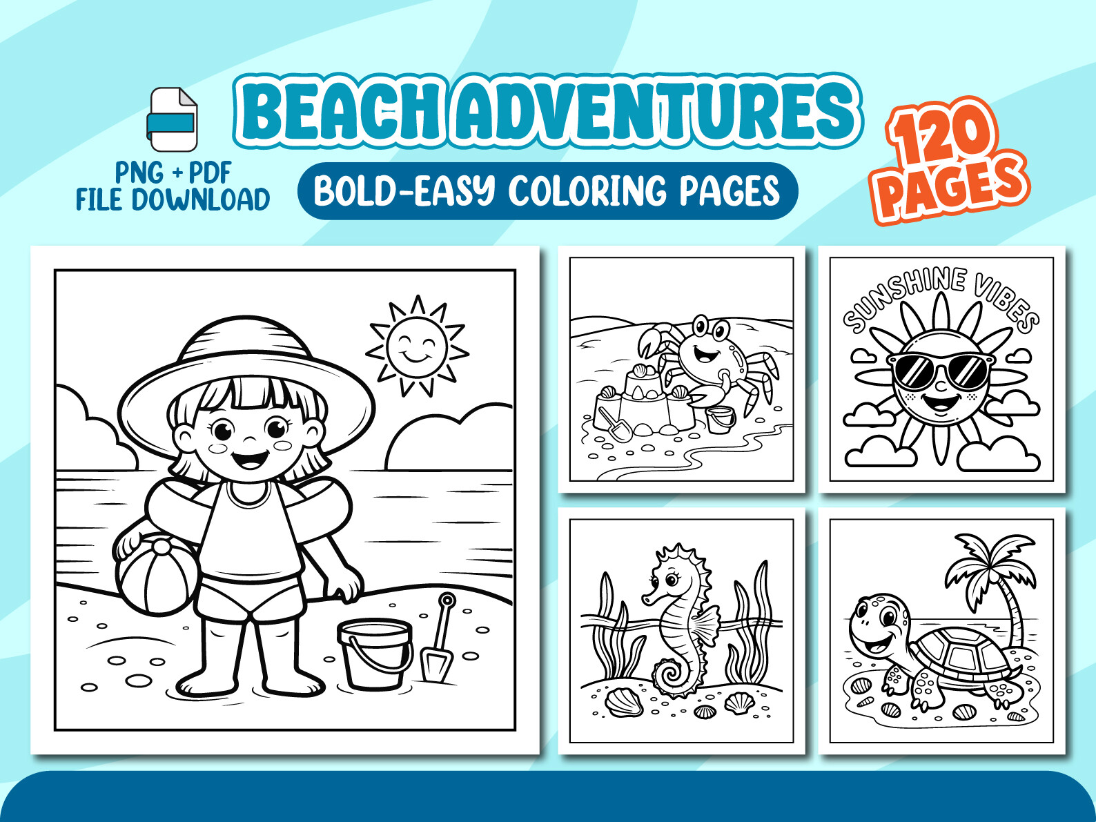 Beach Adventures Coloring Pages for Kids