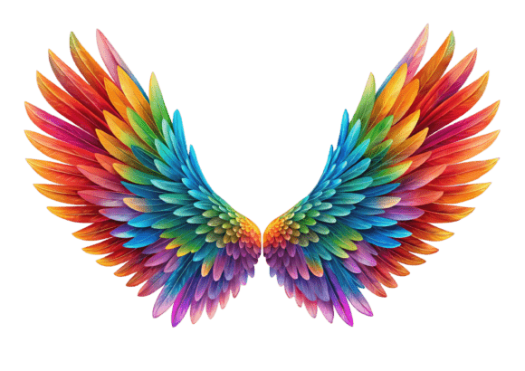 Colorful Vibrant Rainbow Angel Wings PNG Graphic Illustrations By stockmarket