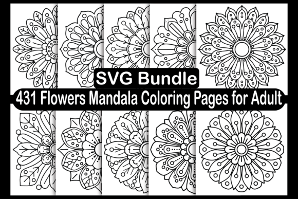 Preview of Flowers Mandala Coloring Pages for Adult adult coloring pages