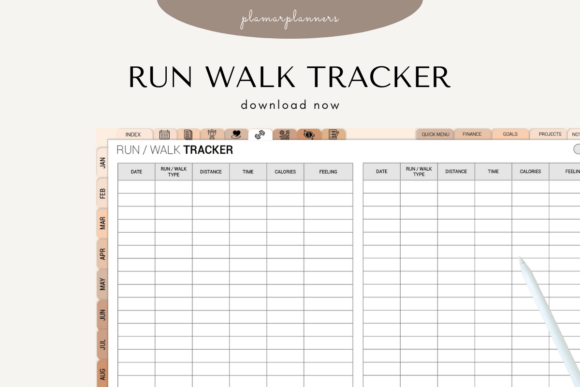 Run & Walk Fitness Tracker – Printable &