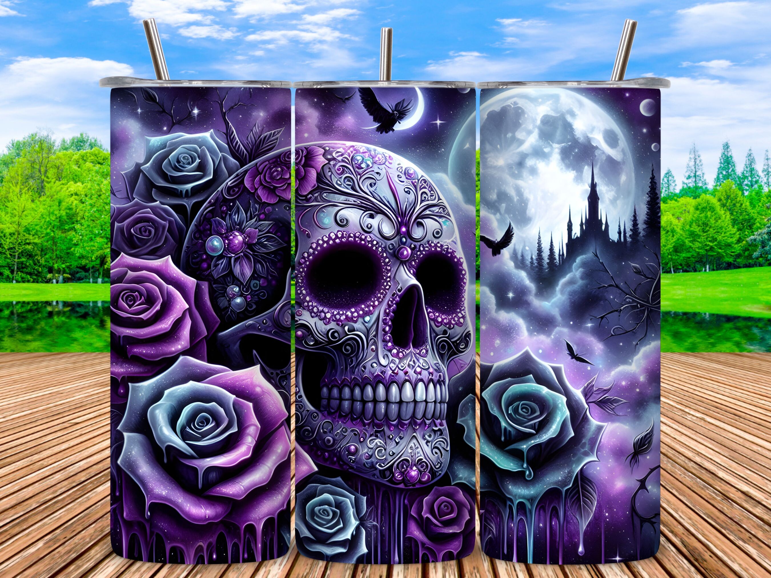 Sugar Skull Tumbler Wrap 20 Oz PNG Graphic by Bee Prints · Creative Fabrica