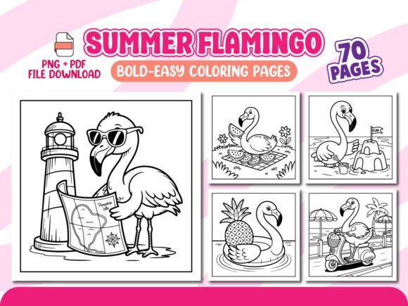 Summer Flamingo Coloring Pages for Kids