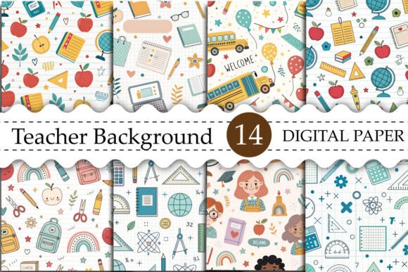 Teacher Background Digital Paper Graphic Backgrounds By Ak Artwork