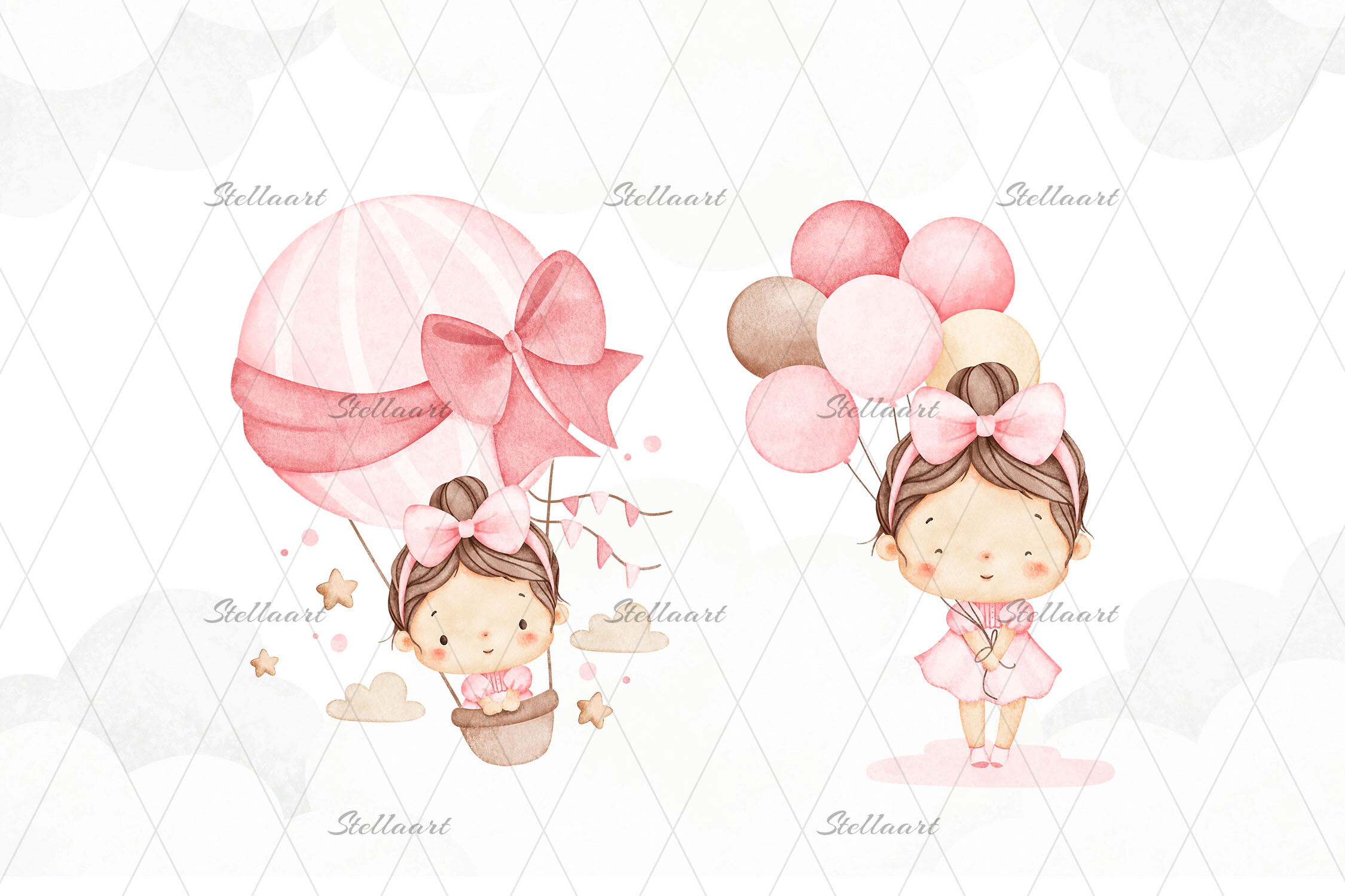 Watercolor Baby Girl and Nursery Element - photo 3
