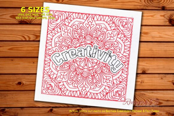 Creativity Word Redwork Design