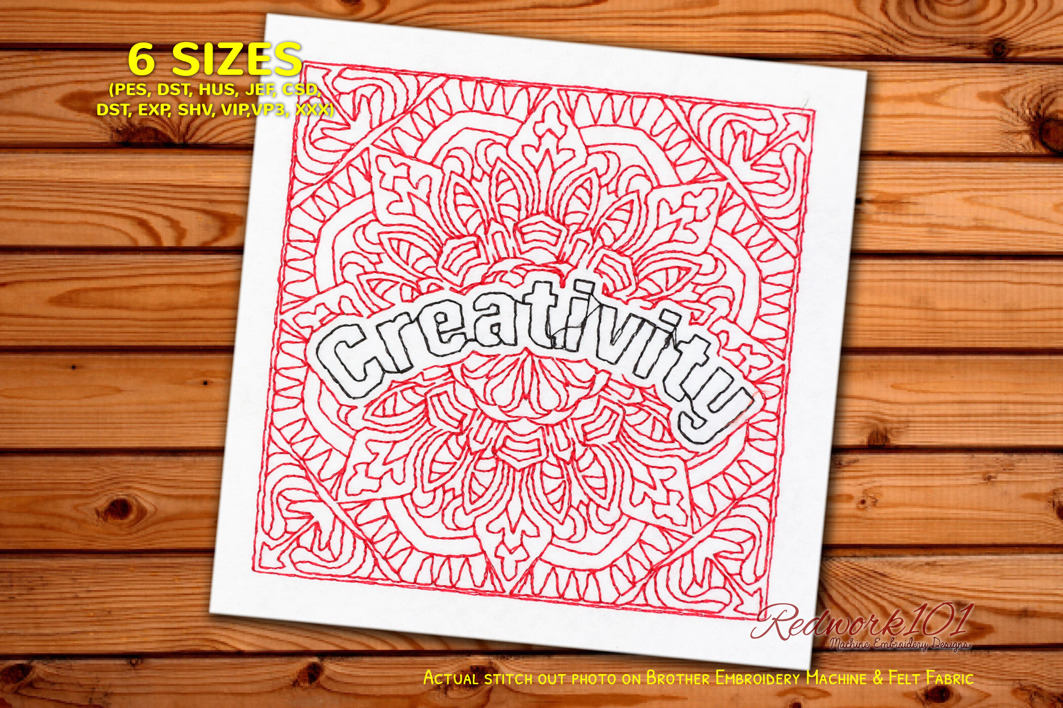 Creativity Word Redwork Design