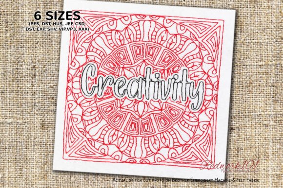 Creativity Word Redwork Design