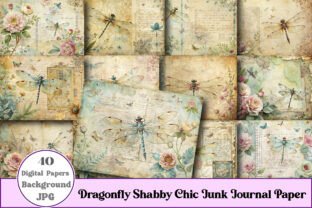 Dragonfly Shabby Chic Junk Journal Paper Graphic by Designstock ...