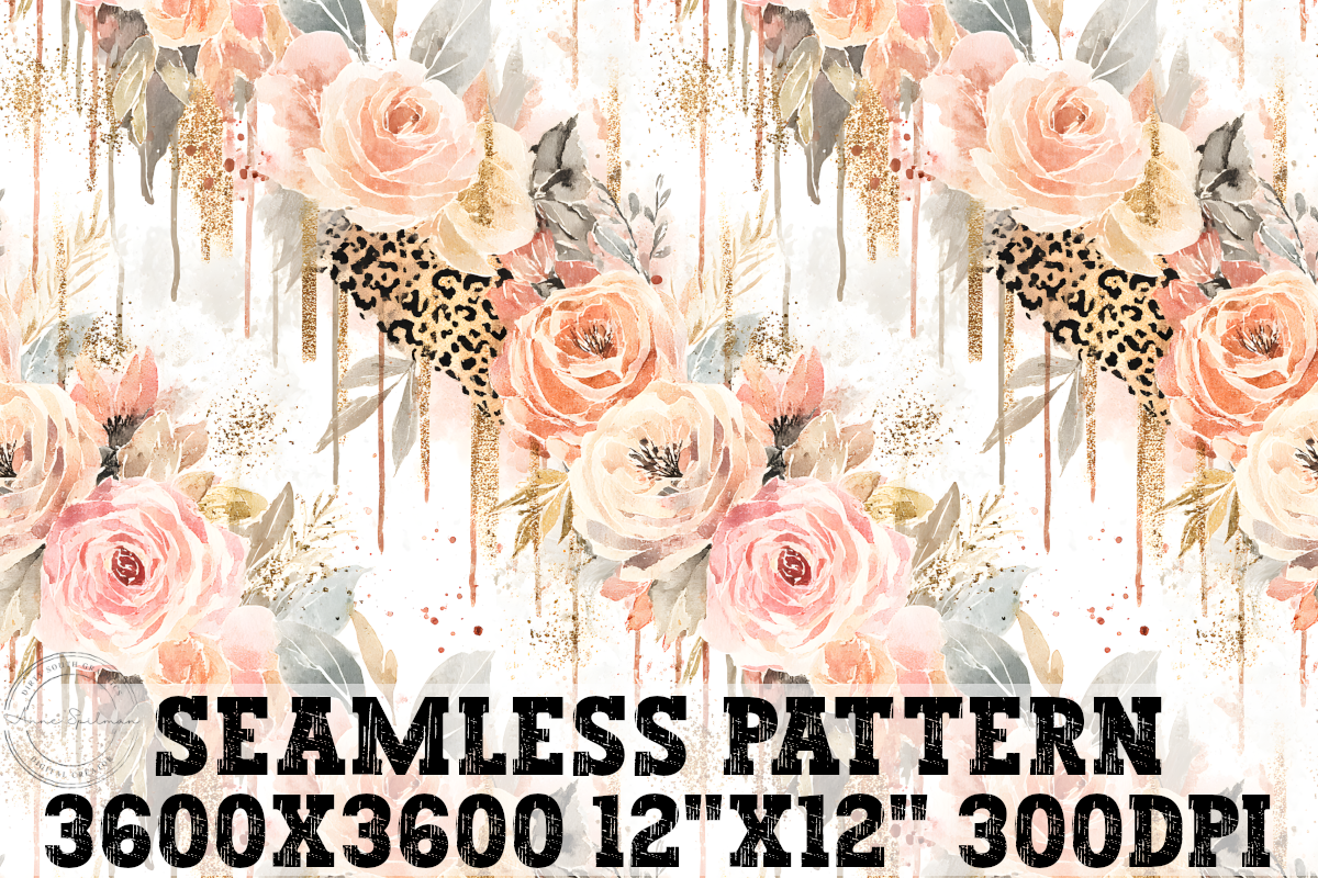 Floral Cheetah Print Seamless Pattern Graphic by Dirty South Graphics ...