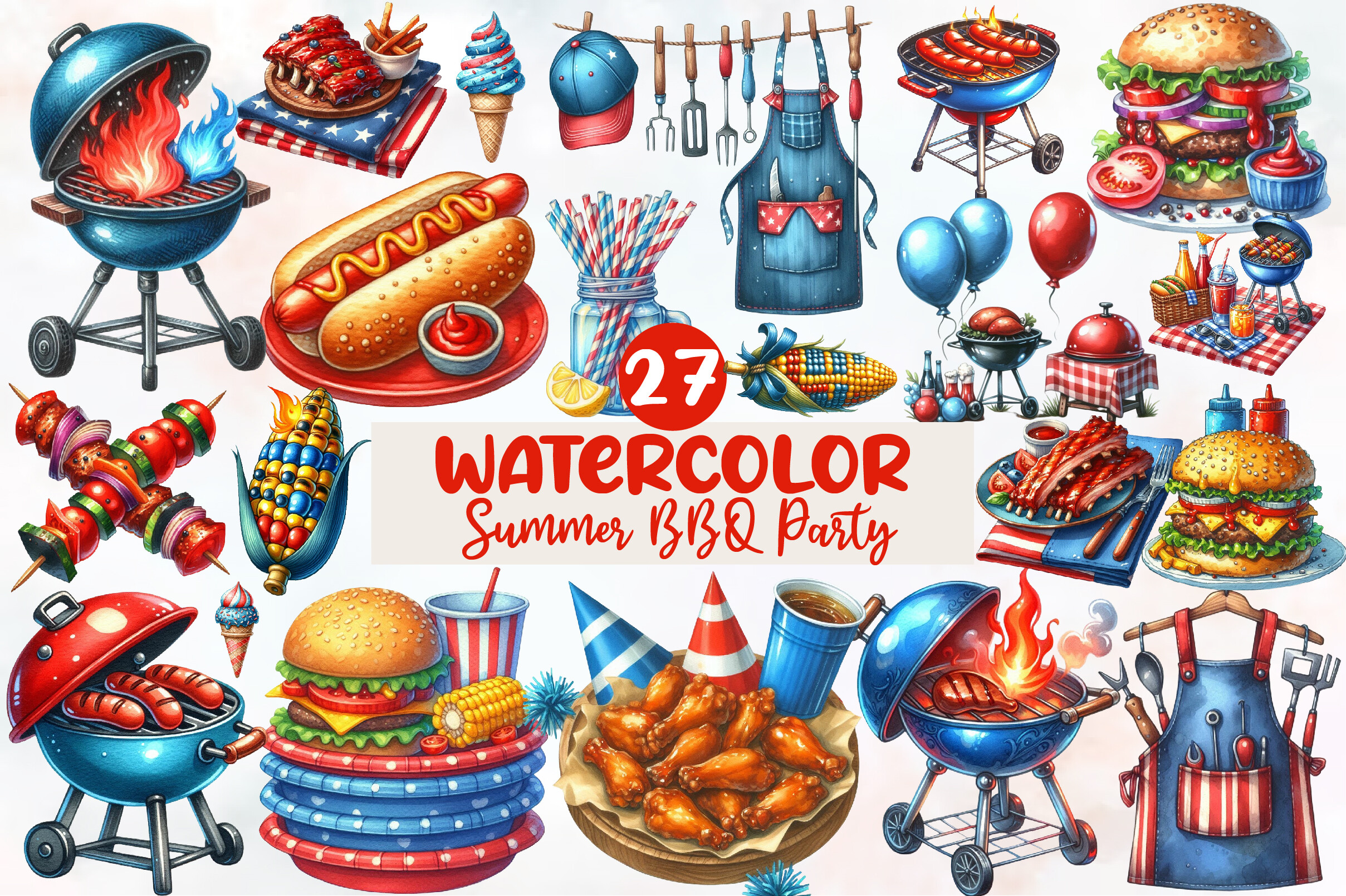 Summer BBQ Party Clipart Graphic by Designworld · Creative Fabrica