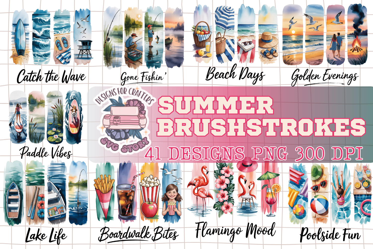 Summer Brushstrokes Bundle 41 PNG Graphic by SVG Story · Creative Fabrica