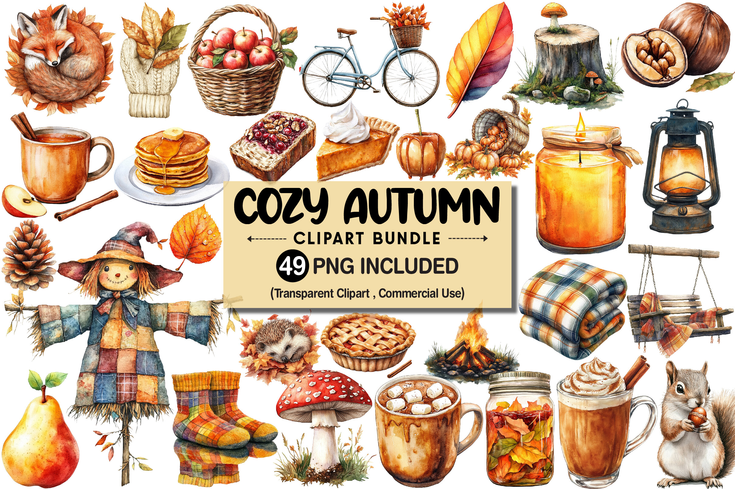 Watercolor Cozy Autumn Clipart Graphic by Pixels.Craft · Creative Fabrica