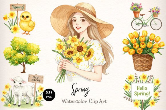Watercolor Spring Clipart Graphic by WatercolorArt · Creative Fabrica