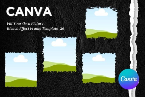 Brush Stroke Canva Frame Distressed_26 Graphic Photo Collage & Scrapbook Templates By nicharshop168