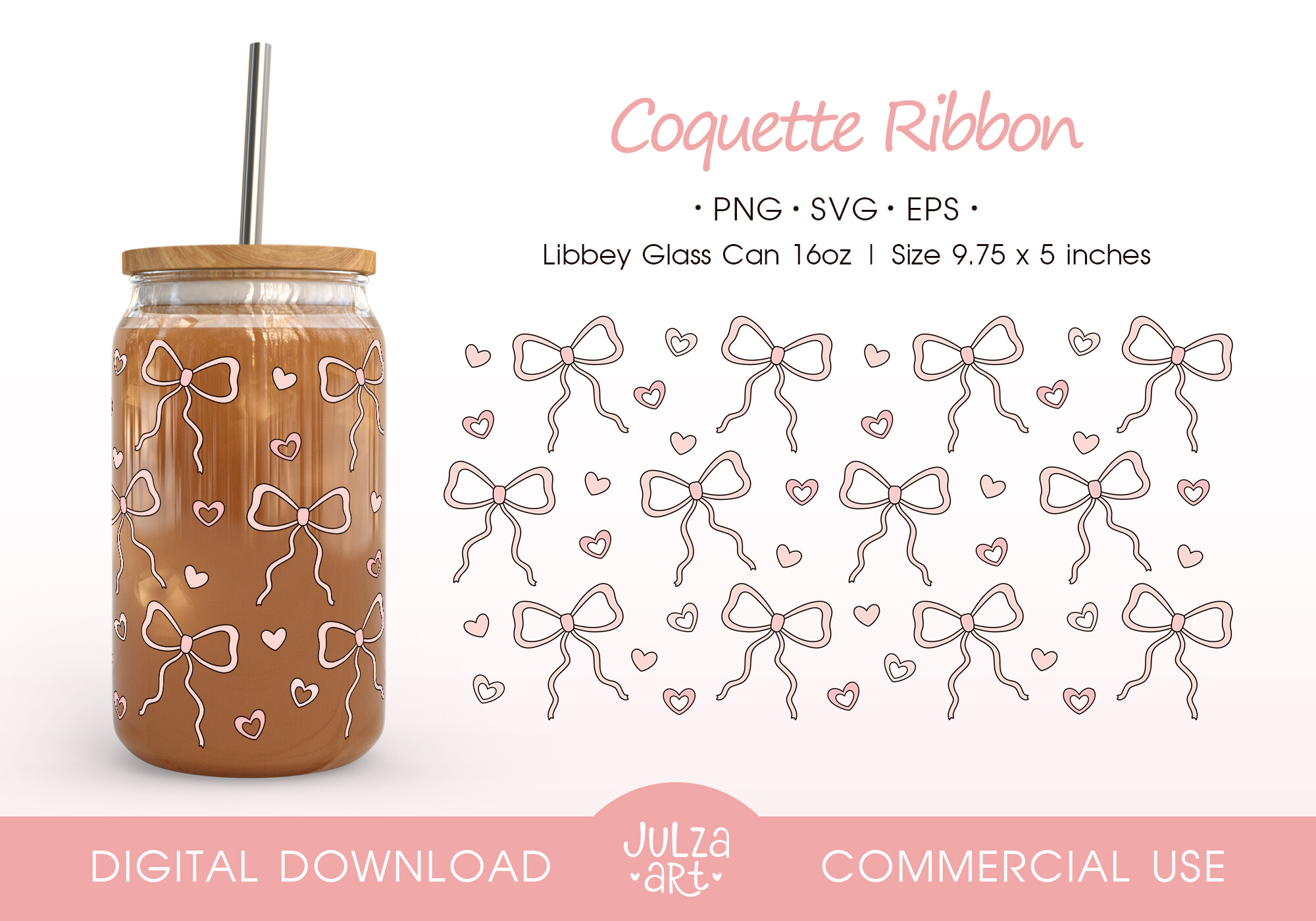 Coquette Bow Libbey Glass Can Wrap PNG Graphic by JulzaArt · Creative ...