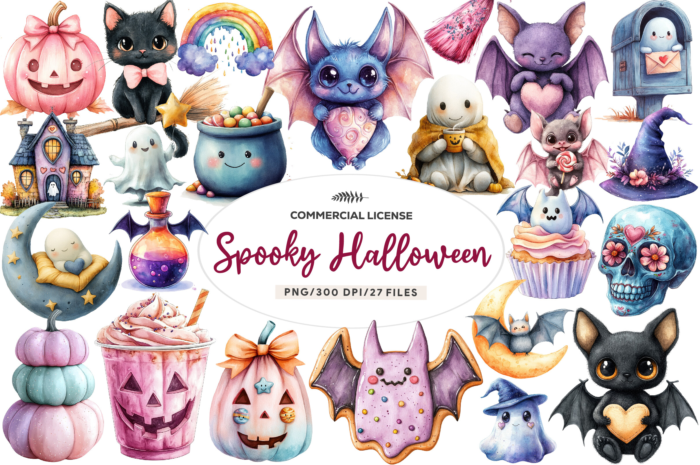 Cute Pastel Spooky Halloween Clipart Graphic by Dreamshop · Creative ...
