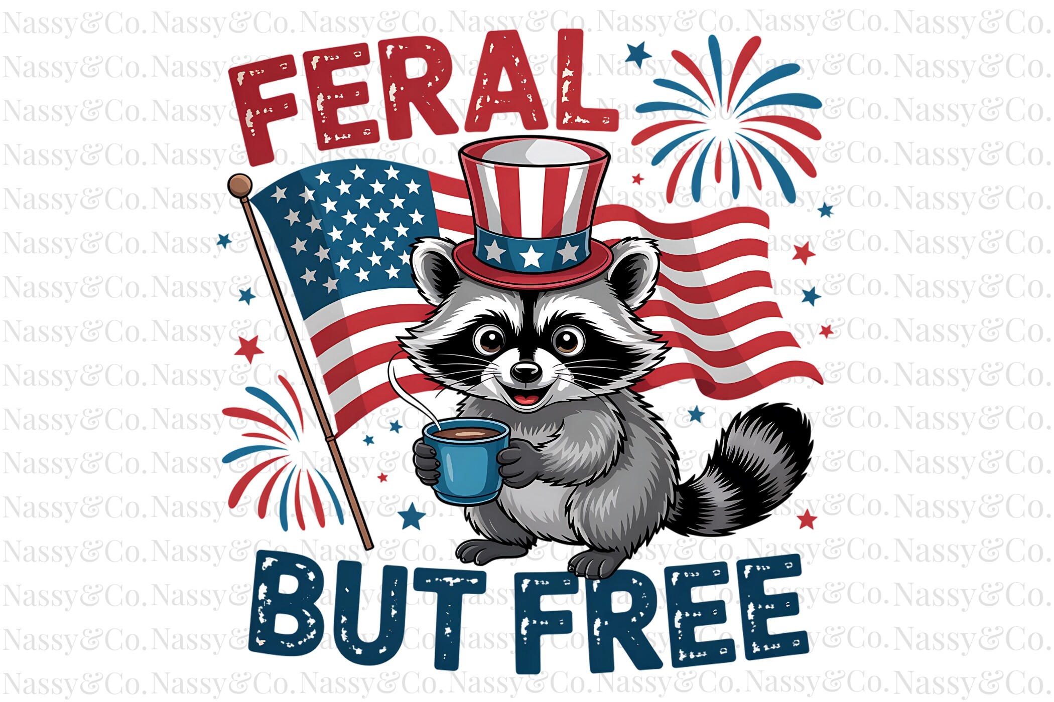 Feral but Free Raccoon 4th of July PNG Graphic by NASSY Designs ...