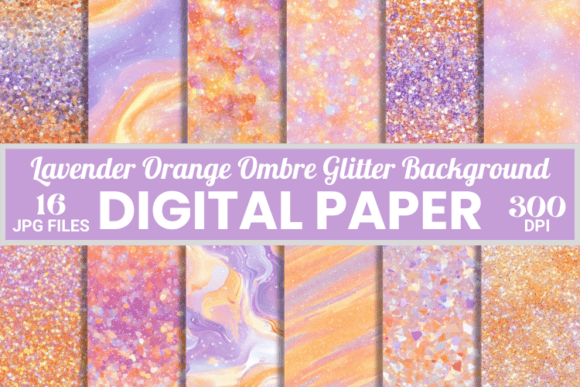 Lavender Orange Ombre Glitter Background