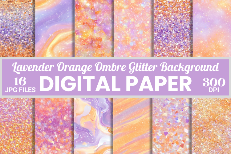 Lavender Orange Ombre Glitter Background