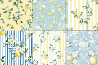 Lemon Floral Shabby Chic Digital Paper Graphic by Nam Tiwa · Creative ...