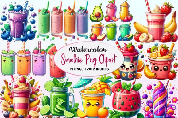 Smoothie Watercolor Clipart Graphic by CitraGraphics · Creative Fabrica