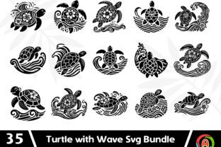 Turtle with Wave Svg Bundle Graphic by aurnobnandy · Creative Fabrica